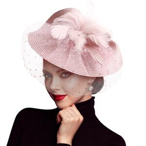 Women Fascinators Hats Flower Mesh Feathers With Headband And Clip Tea 1676